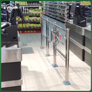 超市收银台不锈钢通道护栏隔离栏杆进出口器禁行摆门购物车围护栏
