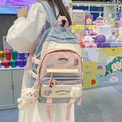 Girls Color Contrast Schoolbag Womens Ins Senior high scho