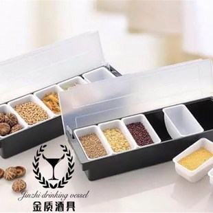金质酒具 酒吧四格六格鸡尾酒装饰物水果保鲜盒 香料盒 调味盒
