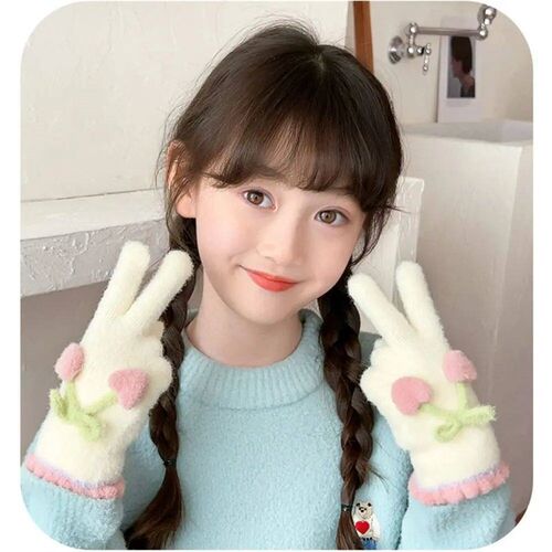Cute Cherry Kids Knitted Gloves Thickened Winter Warm Childr