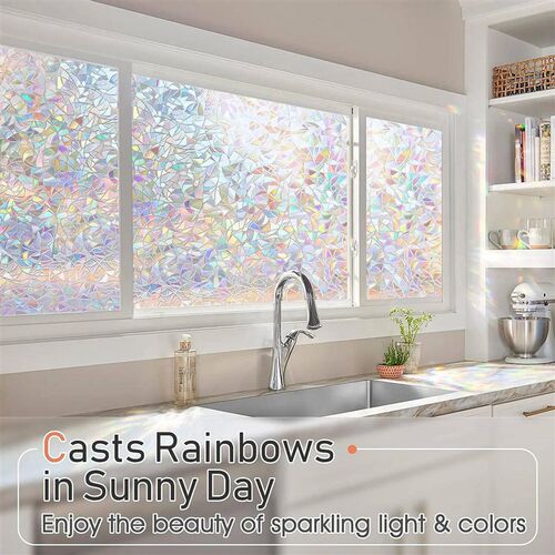 Window Privacy Film Rainbow Window Clings 3D Decorative Wind