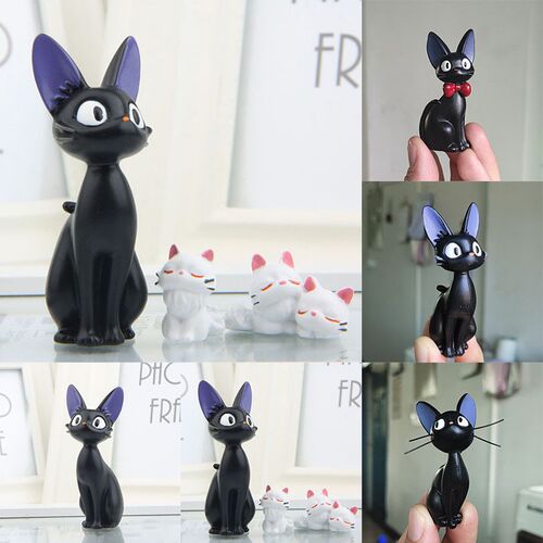 Lovely Cartoon Big Black Cat White Cat Model Figurines Decor