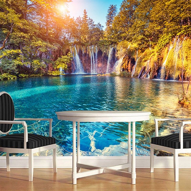 壁纸自粘墙纸自粘电视墙客厅装饰背景墙创意贴画墙贴纸风景画海景