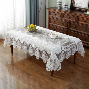 高端白色桌布田园蕾丝桌布绣花布艺奢华欧式餐桌布长方形茶几桌布