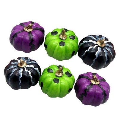 Set of 6 Decorative Halloween Pumpkins Delicate Ornament