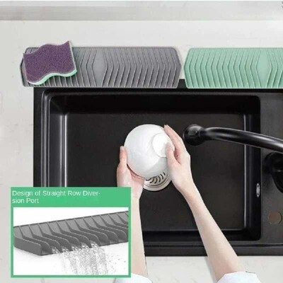 Silicone Sink Drain Mat Anti-slip Slope Design Kitchen Sink