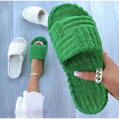 New Women Slippers Flat Furry Ladies Winter Home Shoes Thick