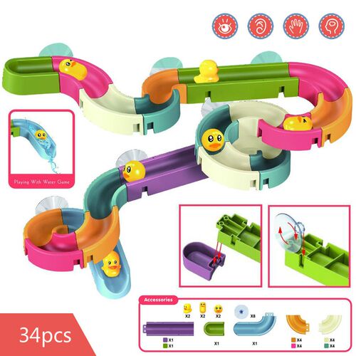 Baby Bath Toys DIY Marble Race Run Assembling Track Bathroom