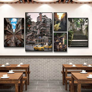修 饰包间装 重庆火锅店挂画洪崖洞背景墙壁画饭店装 饰画餐厅墙面装