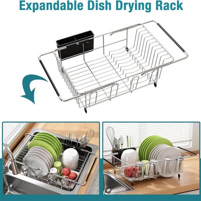 Dish Drying Rack in Sink Drainers Dryer Kitchen Counter