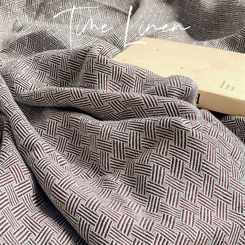 经典席纹纯亚麻加厚提花两用可铺可盖凉席盖毯沙发巾水洗柔软亲肤