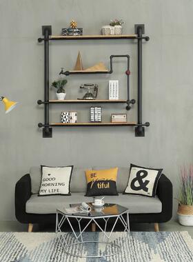 架工风业lot美式黑色水管多层收f纳书房客厅创意侧yy-007挂金属置