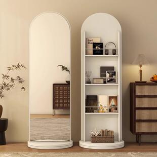 全身镜中古风收纳志架拱形报刊镜子落地杂展报镜示置刊物架旋转穿