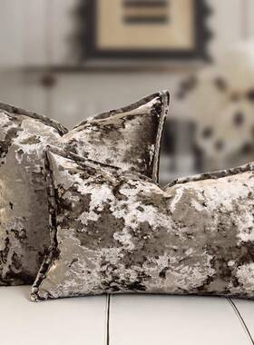 轻奢复古铜奢金色枕华冰花绒别沙发ZOP靠枕墅靠包抱高档样板间靠