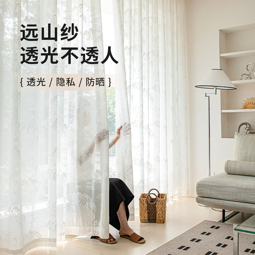 法式窗帘透光不透人纱帘阳台客厅卧室飘窗纱白纱白色2024新款高级