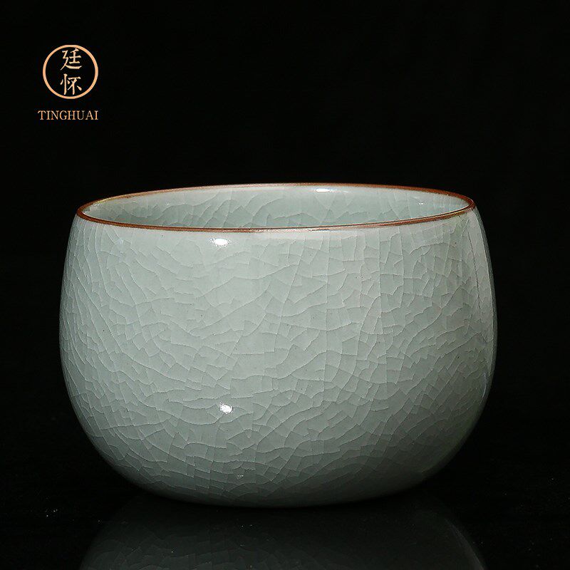 廷怀窑 李廷怀汝窑支钉烧茶杯 陶瓷品茗杯主人杯单杯汝州汝瓷开片