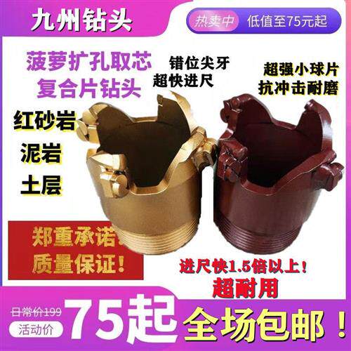菠萝复合片取芯钻头砂岩泥岩黄土层尖牙切片圆片飞机快速钻头