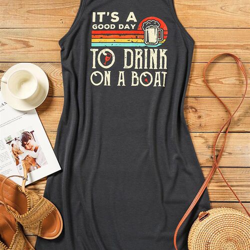 Women Summer Sleeveless Mini Dress Its A Good Day to Drink