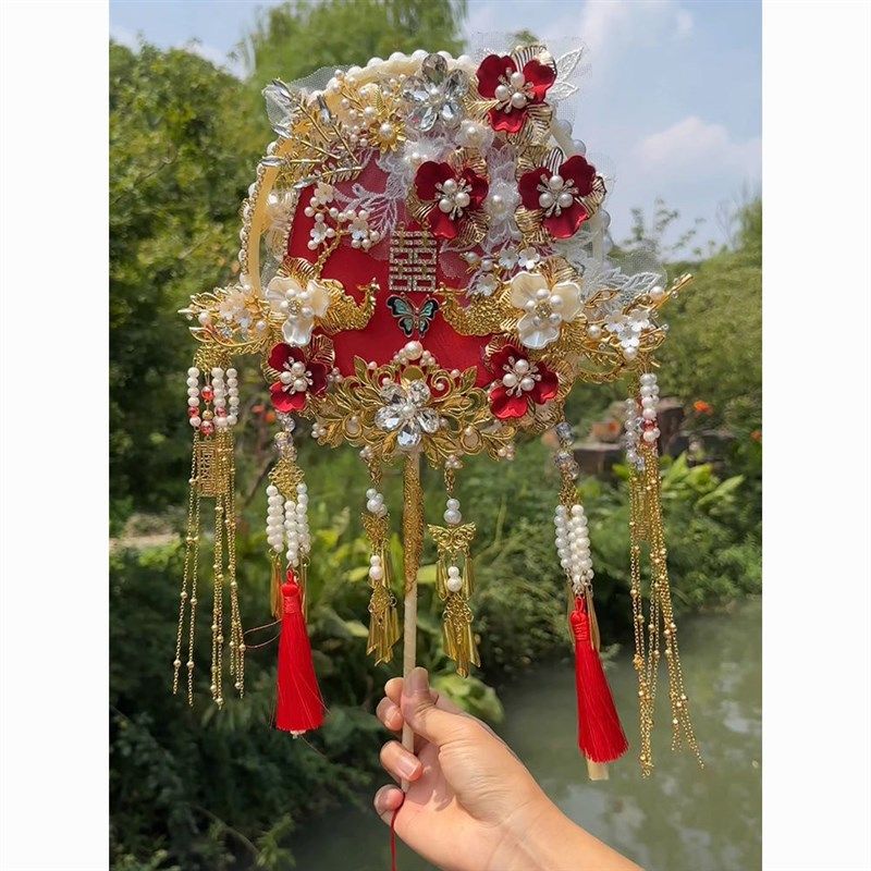 团扇材料包diy团扇新娘结婚古风秀禾手工色面喜扇高级感成品,家居饰品,工艺扇/团扇/喜扇/折扇,淘宝优惠券,粉丝福利购,淘宝优惠卷