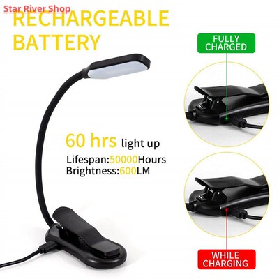 Rechargeable Book Light Mini 7 LED Reading Light 3-Level War