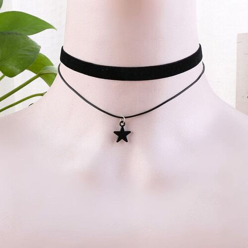 Vintage Gothic Double Layer Velvet Choker Womens Neck Chain