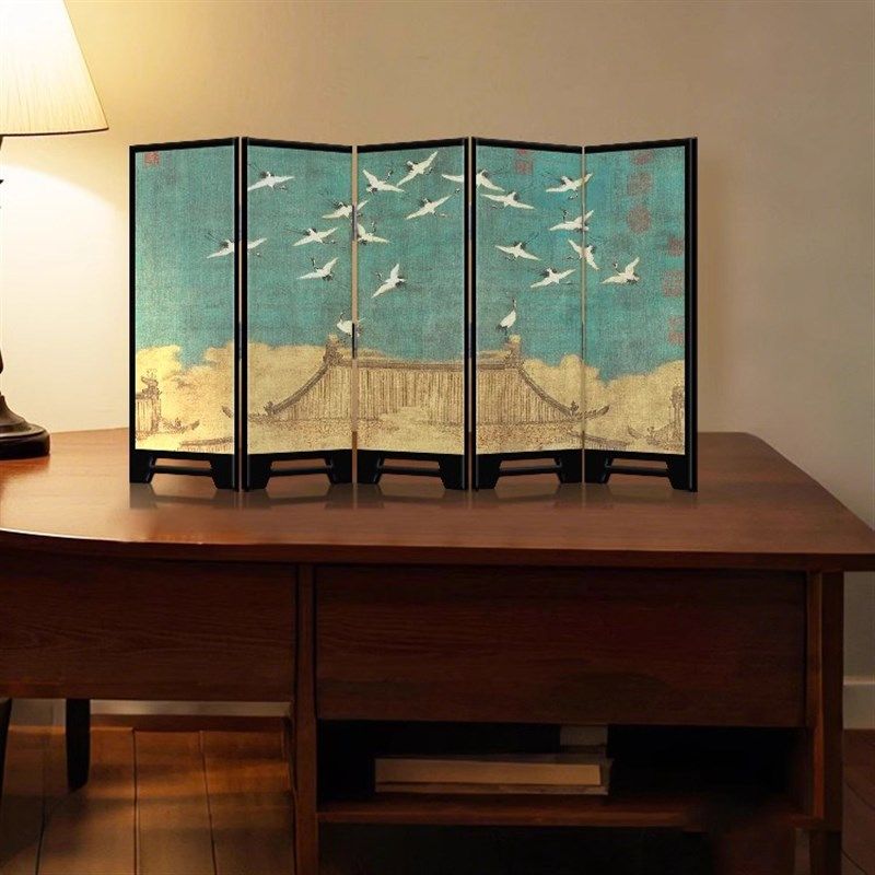 瑞鹤图中古风入户玄关小屏风桌面摆件茶桌家居边柜装饰品复古摆画,家居饰品,装饰摆件,淘宝优惠券,粉丝福利购,淘宝优惠卷