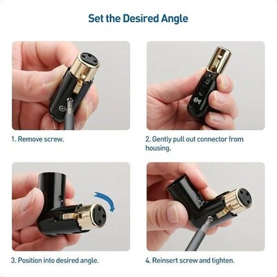 2PCS Audio Adapter Plug Adjustable Male to Female Right