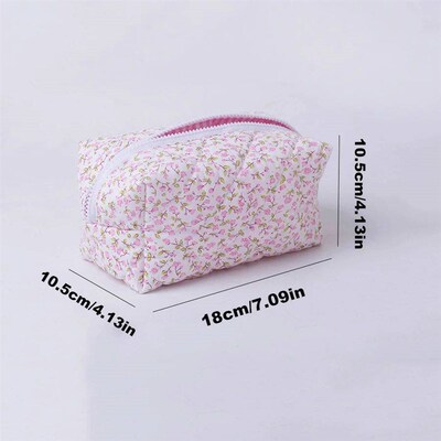 Storage Organizer Floral Puffy Quilted Makeup Bag Flower Pri