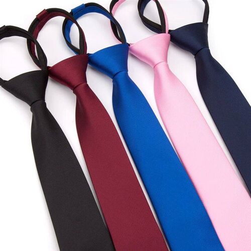 Men Necktie Zipper Lazy Tie Fashion Solid 6cm Ties Business