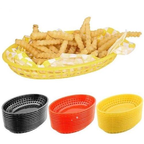 Basket Plastic 12Pcs Fast Food Hot Dog Serving Plate Red