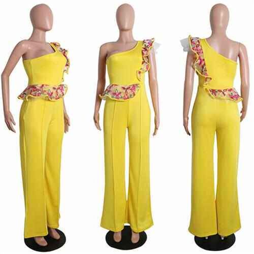 suit pants wide-leg jumpsuit off-shoulder one-shoulder