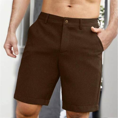 Mens Summer Quarter Pants Solid Color Casual Dress Pants