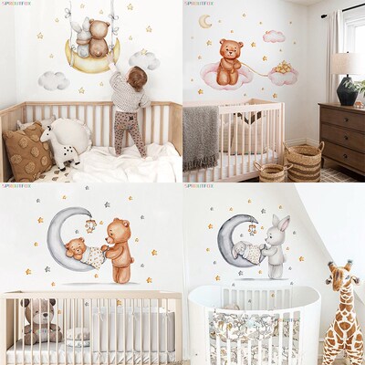 Elephant Giraffe Wall Stickers For Kids Rooms Wall Decorativ