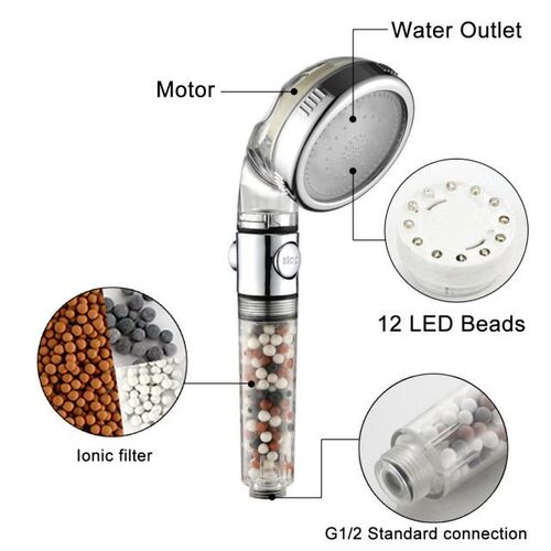3 Color Changing LED Shower Head High Pressure Water Saving