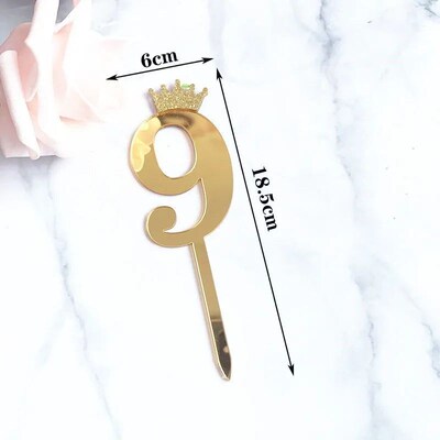 Acrylic Glitter Crown Numbers Happy Birthday Cake Topper Bir