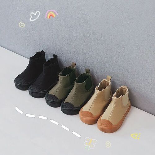 Children high-top canvas shoes baby with cotton warm soft bo