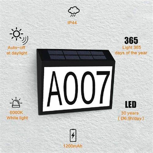 LED Address Sign Garden Door Lighting Solar Waterproof
