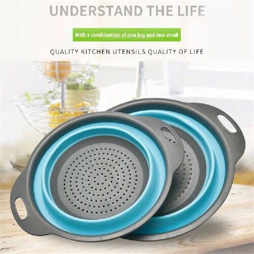 2pc/set Washing Basket Foldable Silicone Colander Fruit