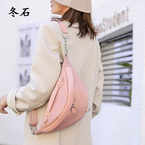 Summer Casual Oxford Cloth Chest Bag Solid Color Half moon