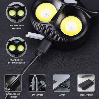 Owl Cob Headlamp Magnetic Work Light Rechargeable Working Le