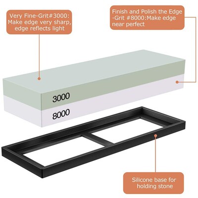 Sharpening Stone Set, Whetstone 2-IN-1 400/1000 3000/8000 Gr