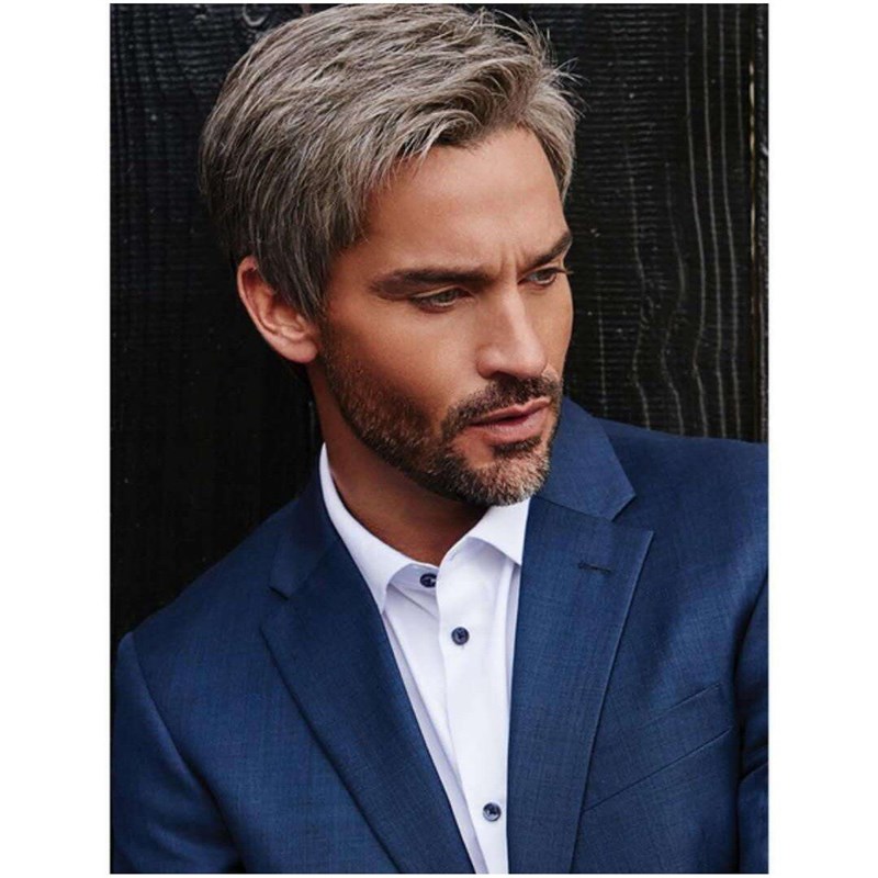 Spot E-commerce Middle-aged Mens Dark Gray Gradient Brown S - 实物图