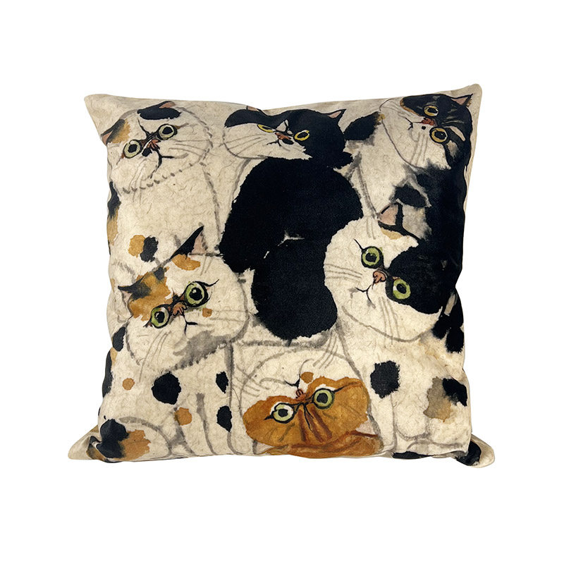 不仁斋薛继业水墨群猫粗纹高档棉麻有芯抱枕客厅沙发靠枕,居家布艺,靠垫/抱枕,淘宝优惠券,粉丝福利购,淘宝优惠卷