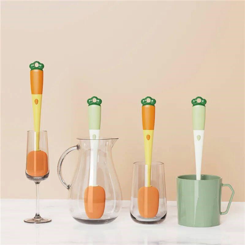 3 in 1 Bottle Brush Cartoon Carrot Water Bottle Pacifier Was