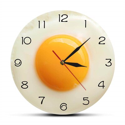 Sunny Side Up Fried Egg Kitchen Wall Clock 3D Flat Design Br