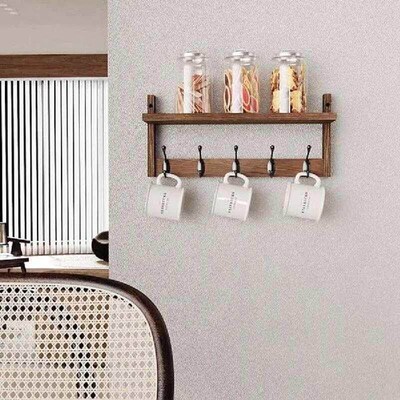 Heavy Duty Wall-Mounted Wooden Coat Rack Easy Install