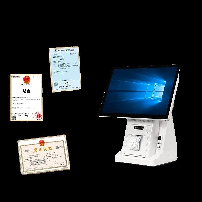 windows屏餐饮快餐奶茶超市烘焙收银机一体机触摸屏扫码收款机