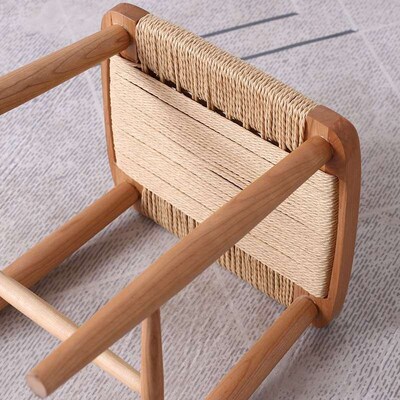 Nordic Solid Wood Square Stool Cherry Wood Rattan Low Stool
