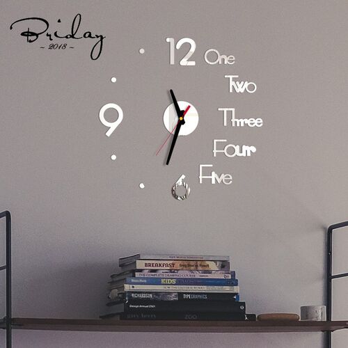 Creative 3D Acrylic Mirror Stickers Wall Clock DIY Digital C