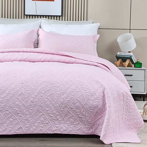 Four-way tton Solid lor Bed ver Wheat Embroidered Quilted Qu